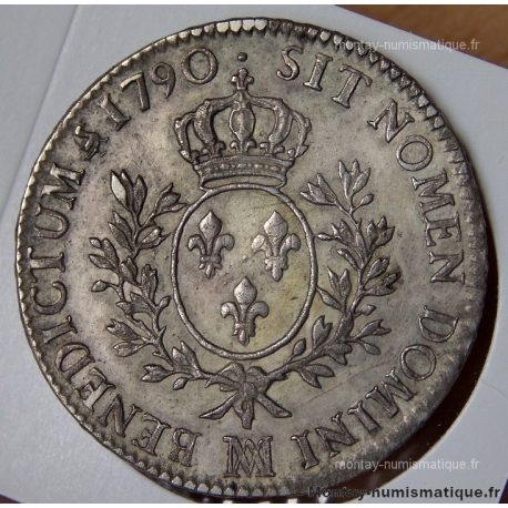 Louis XVI Ecu au buste habillé 1790 MA avec point