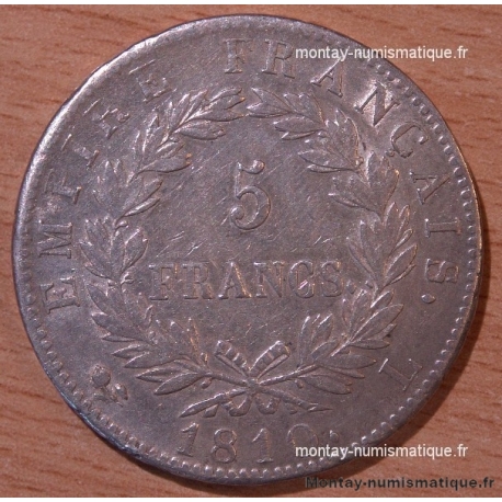 5 Francs Napoléon I 1810 L Bayonne L à droite