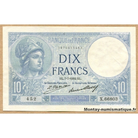 10 Francs Minerve 7-7-1932 X.66803