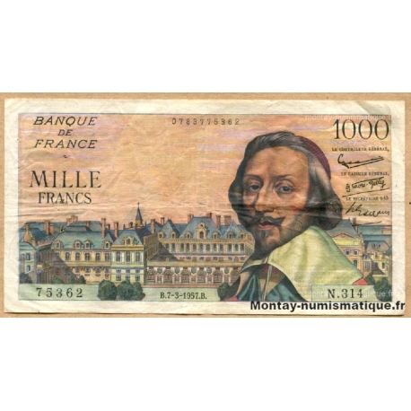 1000 Francs Richelieu 7-3-1957 N.314