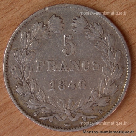5 Francs Louis Philippe laurée 1846 K Bordeaux