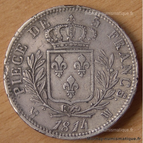 5 Francs Louis XVIII buste habillé 1814 MA Marseille