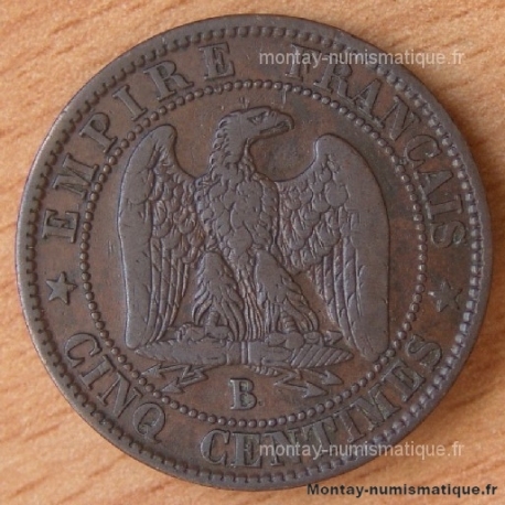 5 Centimes Napoléon  III tête nue 1853 B Rouen