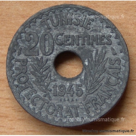 Tunisie 20 centimes zinc 1945 piéfort essai