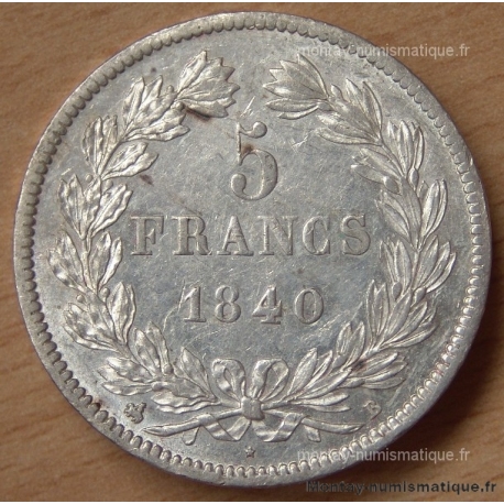 5 Francs Louis Philippe laurée 1840 B Rouen