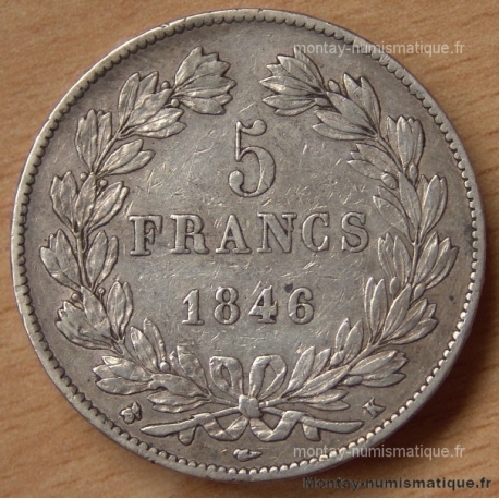 5 Francs Louis Philippe laurée 1846 K Bordeaux
