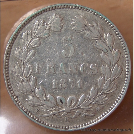 5 Francs Cérès sans légende 1871 K étoile