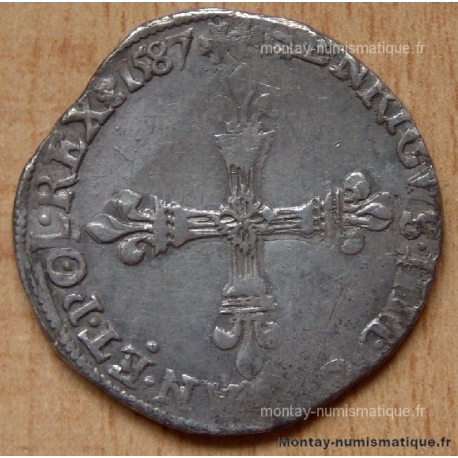 Henri III Quart Ecu croix de face 1587 Paris