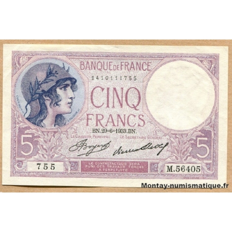 5 Francs Violet 29-6-1933 