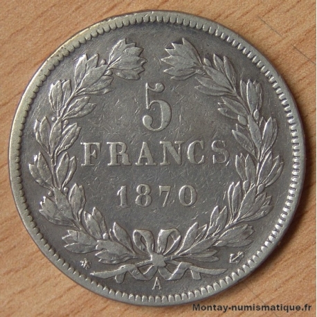 5 Francs Cérès sans légende 1870 A
