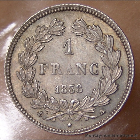 1 Franc Louis Philippe I tête laurée 1838 A