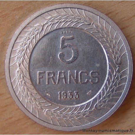 5 Francs Concours de Cochet 1933 essai