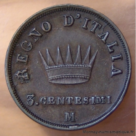 Italie 3 Centesimi Napoléon I 1812 Milan
