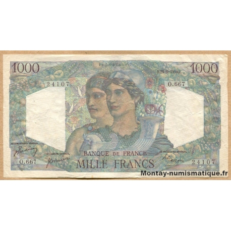 1000 Francs Minerve et Hercule 29-6-1950