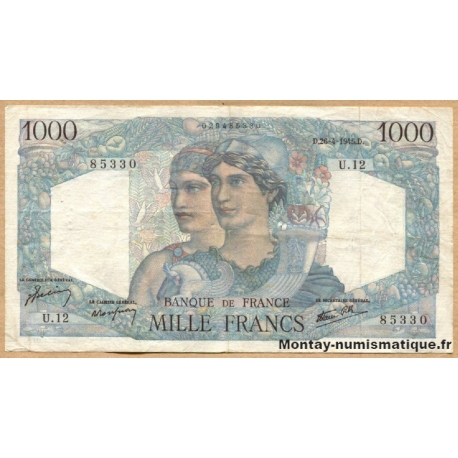 1000 Francs Minerve et Hercule 26-4-1945