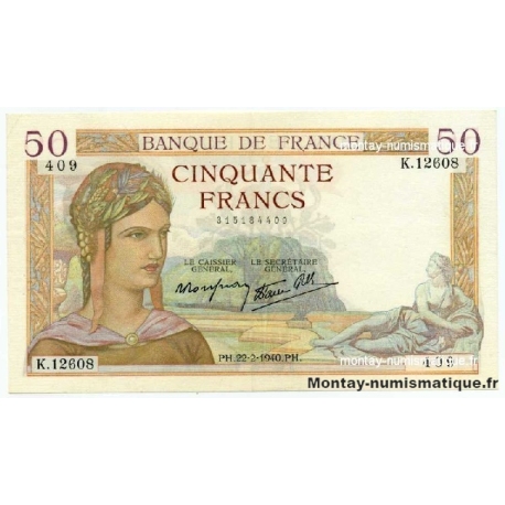 50 Francs Cérès 22-2-1940 K.12608
