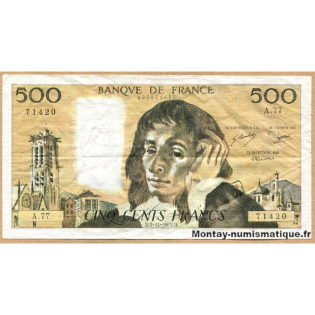 500 Francs Pascal 3-11-1977 A.77