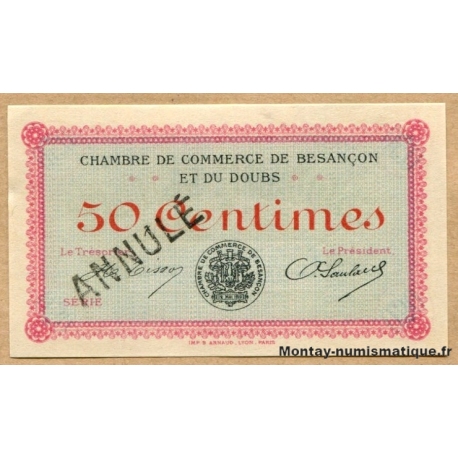 Besançon (25) 50 Centimes Annulé 2 août 1915