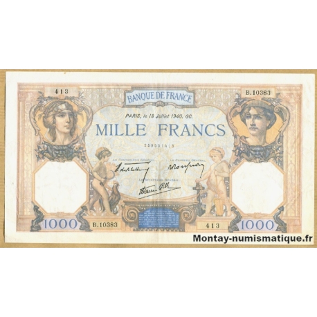 1000 Francs Cérès et Mercure 18-7-1940
