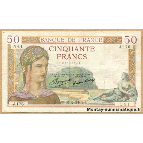 50 Francs Cérès 27-12-1934