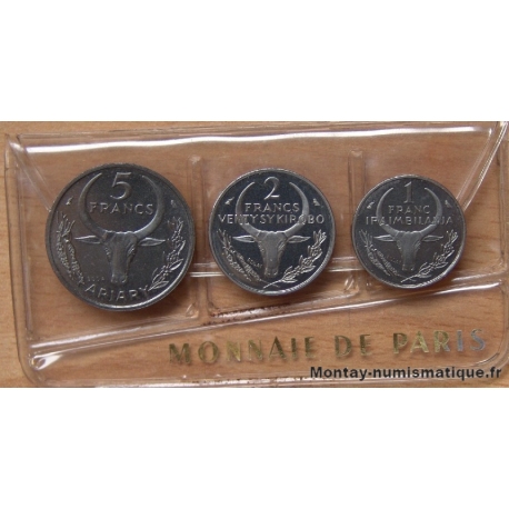 Madagascar Pochette 3 essais 1, 2, 5 francs 1965/1966