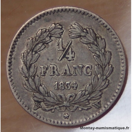 1/4 de Franc Louis Philippe 1834 W Lille
