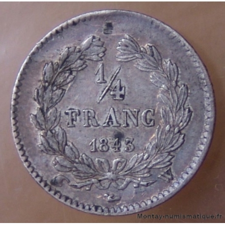 1/4 de Franc Louis Philippe 1843 W Lille