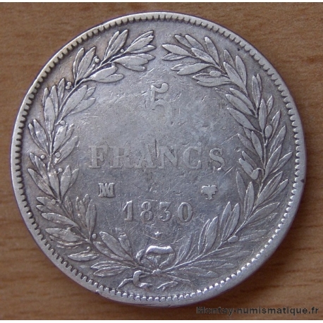 5 Francs Louis Philippe I tête nue 1830 MA Marseille