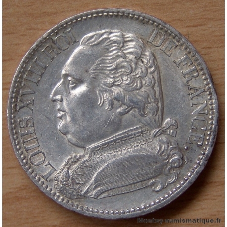 5 Francs Louis XVIII buste habillé 1814 Q Perpignan