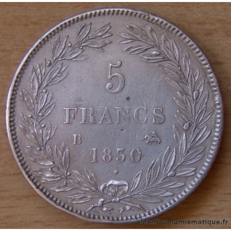 5 Francs Louis Philippe sans le I 1830 B Rouen
