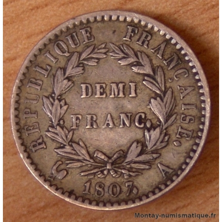 Demi Franc tête de nègre 1807 A Paris PREMIER EMPIRE