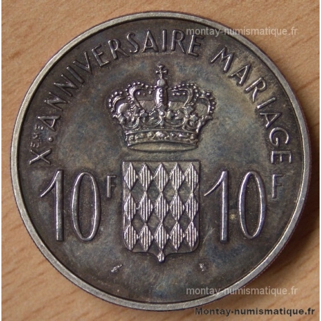 Monaco 10 Francs Xéme Anniversaire Mariage 1966