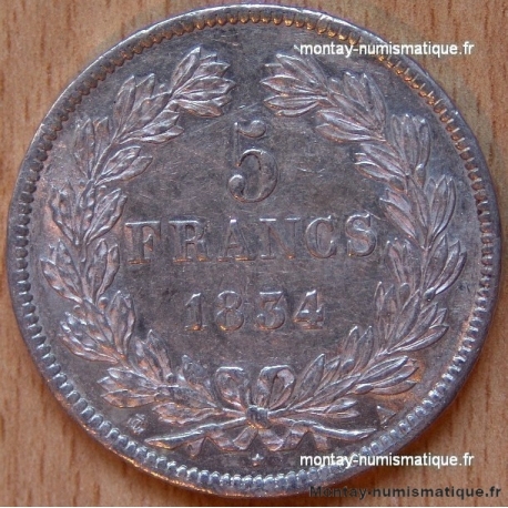 5 Francs Louis Philippe laurée 1834 A