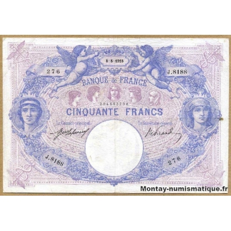 50 Francs bleu et rose 8-8-1918 J.8188
