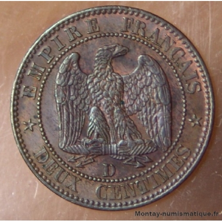 Deux centimes Napoléon III 1857 D grand D petit lion