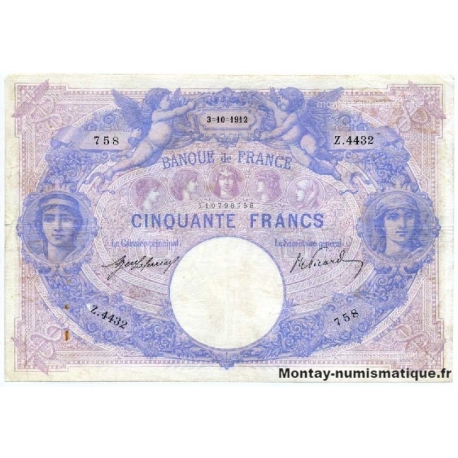 50 Francs bleu et rose 3-10-1912 Z.4432