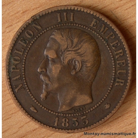 Dix centimes Napoléon III  1853 BB Strasbourg.