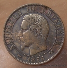 5 Centimes Napoléon III tête nue 1855 B Rouen Chien