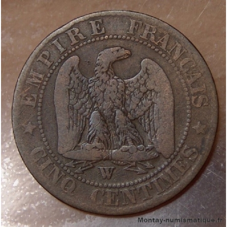 5 Centimes Napoléon III tête nue 1855 W ancre