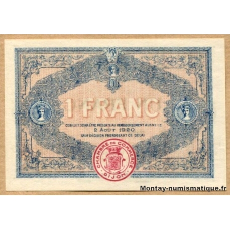 DIJON (21) 1 Franc spécimen 2 Aout 1915