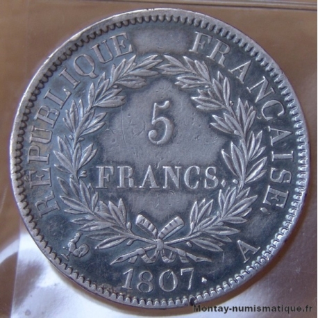 5 Francs Napoléon I 1807 A Paris République Française 