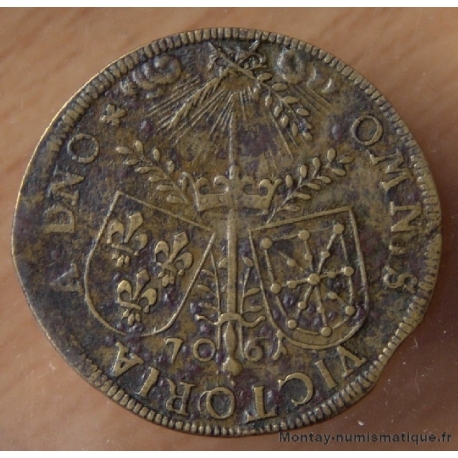 Jeton Henri IV  Cheval à droite 1607 date rétrograde