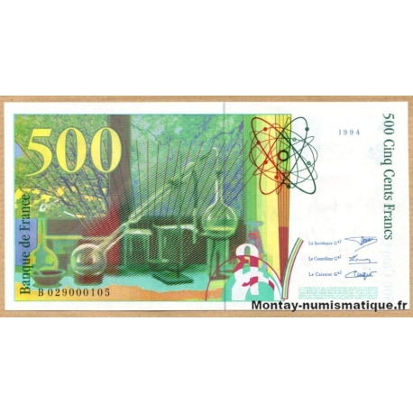 500 Francs Pierre et Marie Curie 1994 B 029000105