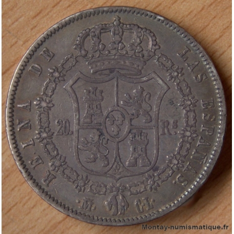 Espagne  20 Reales Isabelle II 1850 Madrid