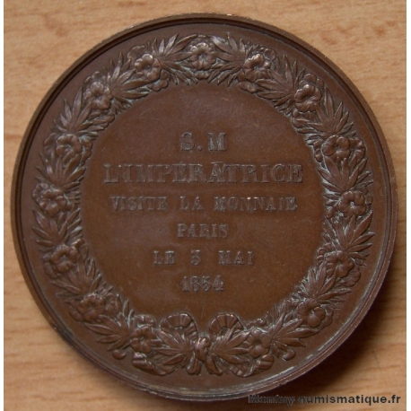 Médaille Visite d'Eugénie Impératrice à la Monnaie 1854