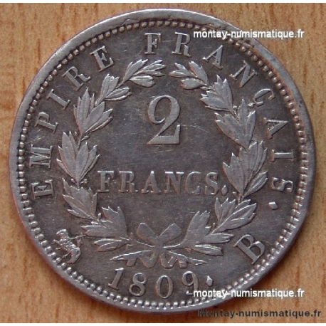 2 Francs Napoléon I revers Empire 1809 B