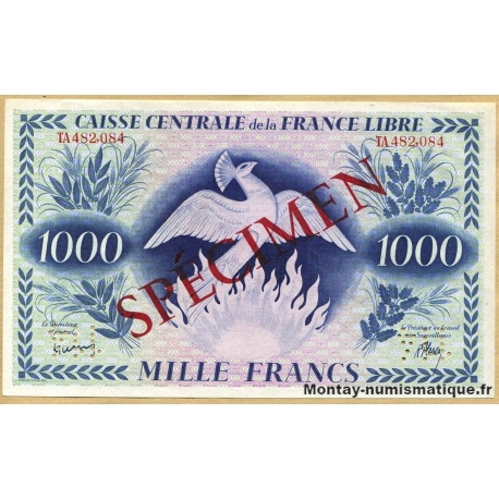 1000 Francs Phénix SPECIMEN 1941 Afrique Equatoriale Française