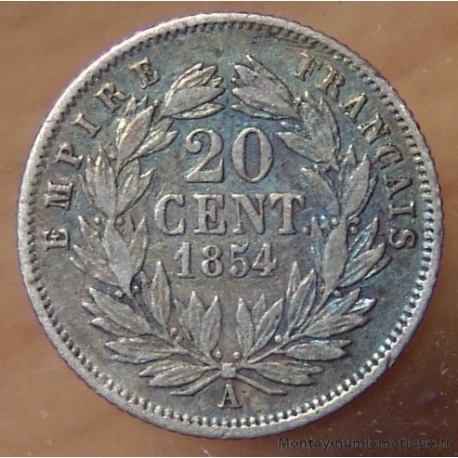 20 Centimes Napoléon III  1854 A Paris.