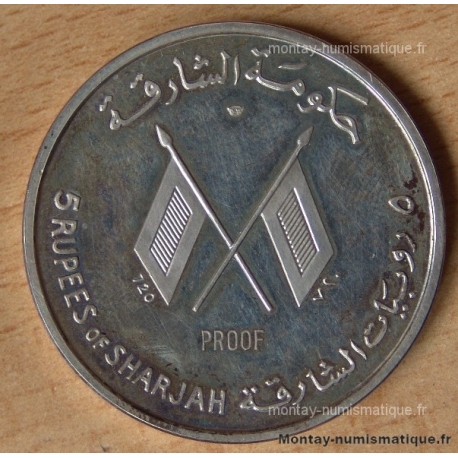 Sharjah 5 Rupees JF Kennedy  1964 Proof