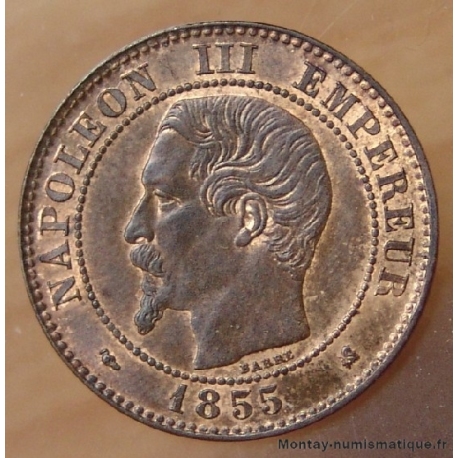 2 centimes Napoléon III 1855 K Bordeaux, chien.